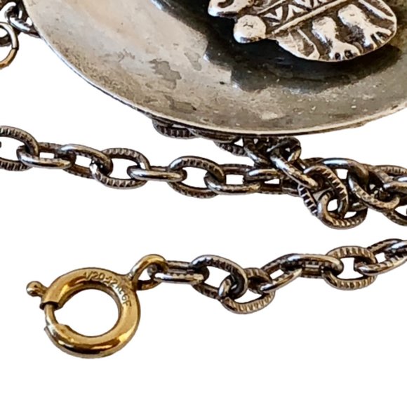 Sterling Silver 900 Mayan Diety Pendant with 1/20 Gold Filled Chain - Picture 12 of 14